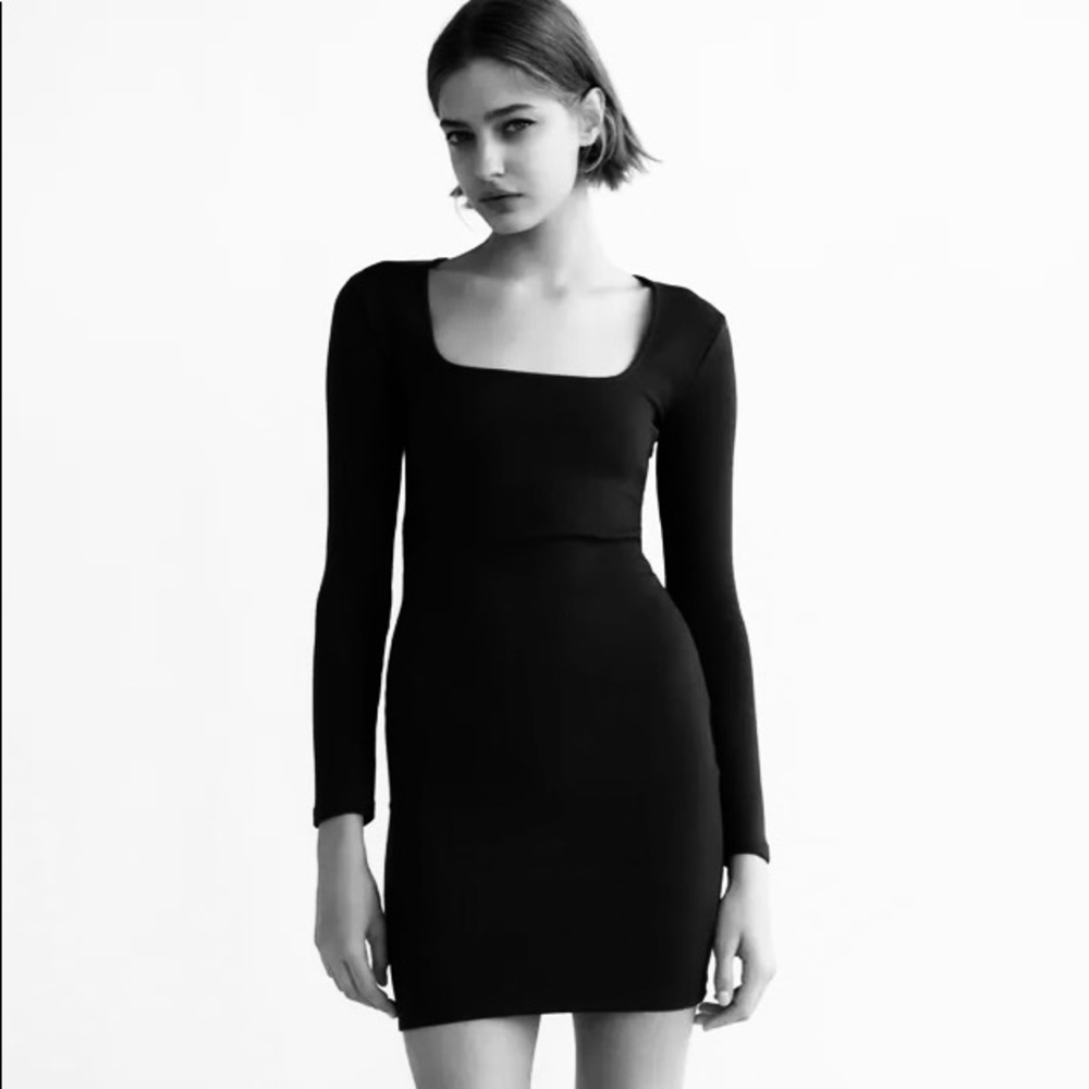 ZARA Textured Weavy Dress Black